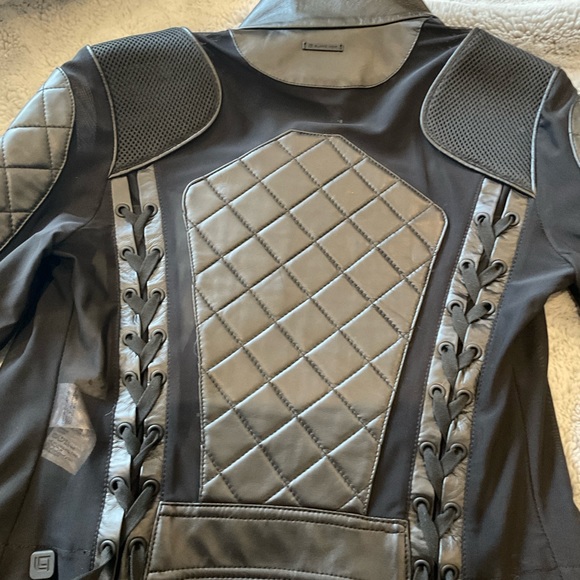 BLANC NOIR Leather and Mesh Moto Jacket NWOT  size small - Picture 13 of 16